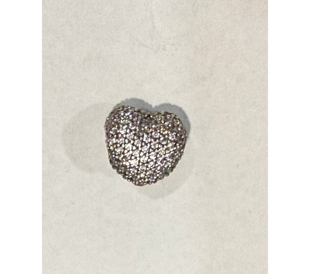 Pandora Heart Clip Clasp Charm Pave Crystal Sterling Silver